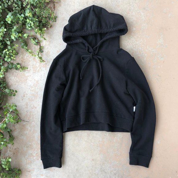 Good American Tops - Good American Black Crop Hoodie